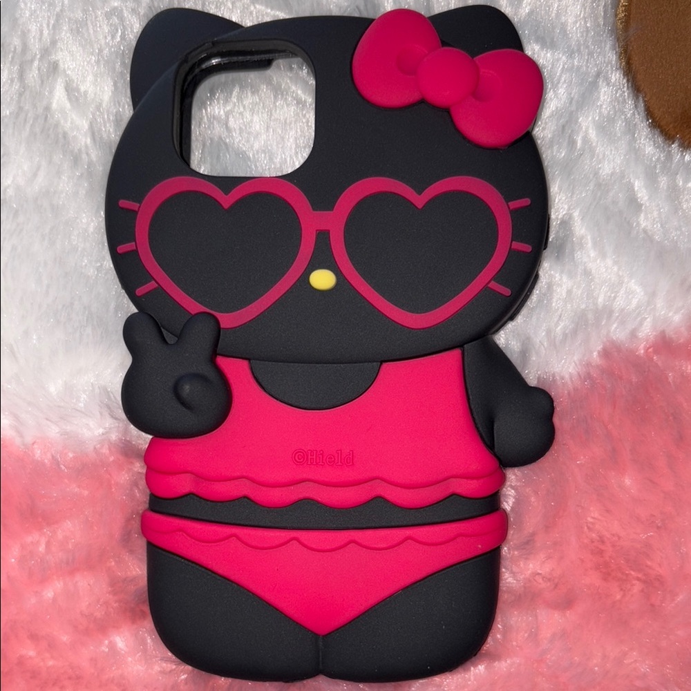 Cute Black and Pink Kitty iPhone 1314/15 Case